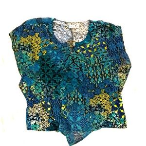 Kim Rogers Curvy blouse with sheer overlay 1X